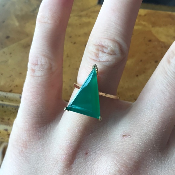 Jewelry - Green Onyx Sterling Silver Yellow Gold Vermeil Ring